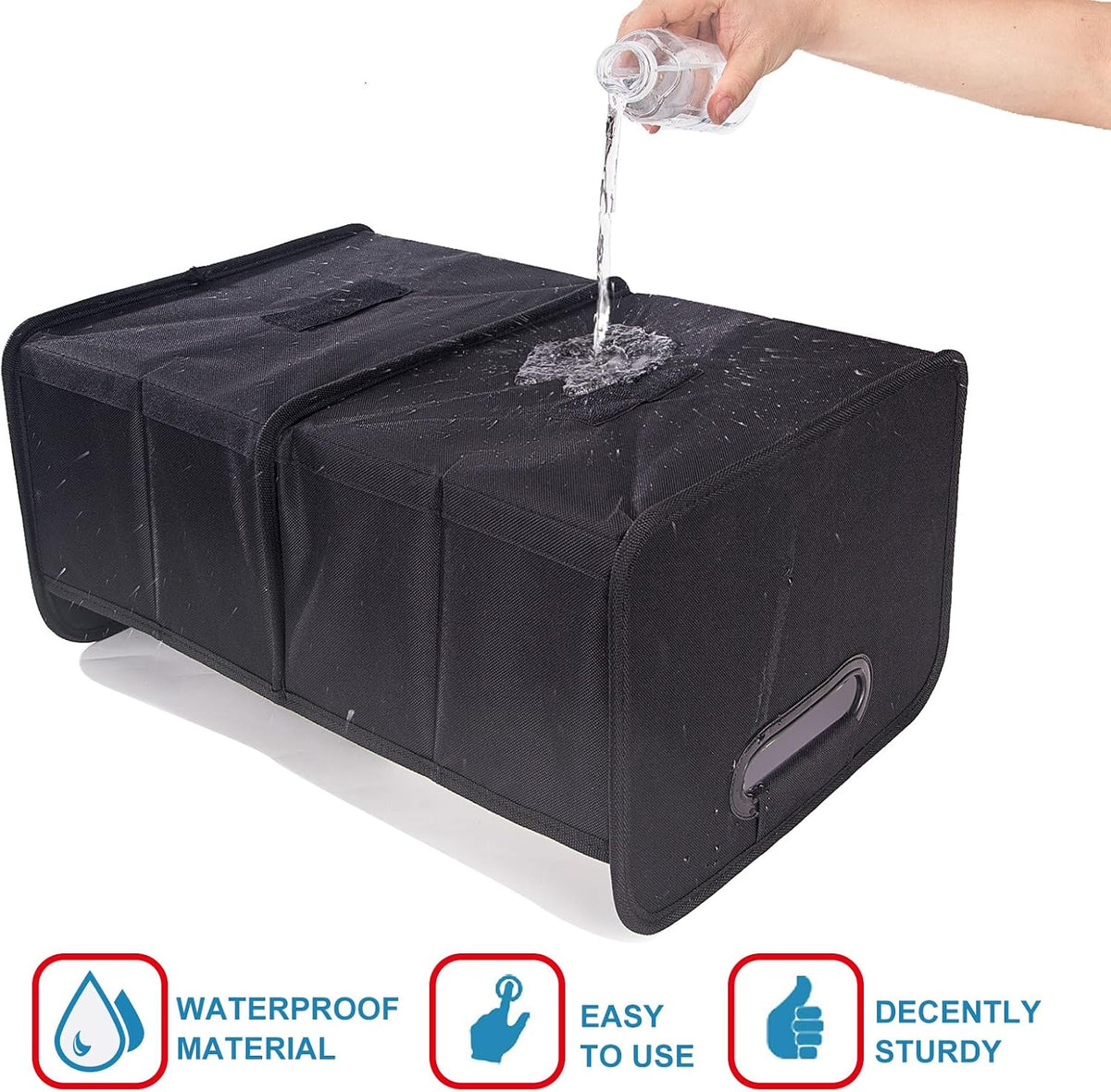 titiyiof Trunk Organizer For Suv & Sedan,Car Organizers and Storage, Waterproof Collapsible & Adjustable Straps,35L Sturdy Car Organization for Car Accessories, Tools,Sundries,2 Compartment（Black）
