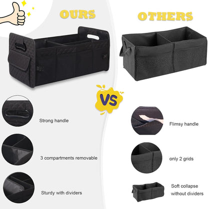 JiatuA Car Trunk Organizer for SUV, Collapsible Car Storage Organizer Black
