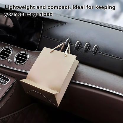 KVAEY 4 PCS Car Mini Hooks, Self-Adhesive Multifunctional Hanging Car Storage Hooks on Dashboard, Universal Vehicle Hook Stickers for Keys Mask Charging Cable, Car Accessories (Glossy)