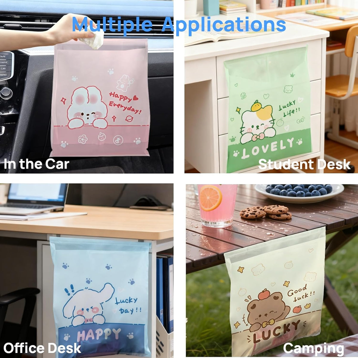 60Pcs Hanging Car Trash Bags Disposable Leakproof For Auto Home Travel