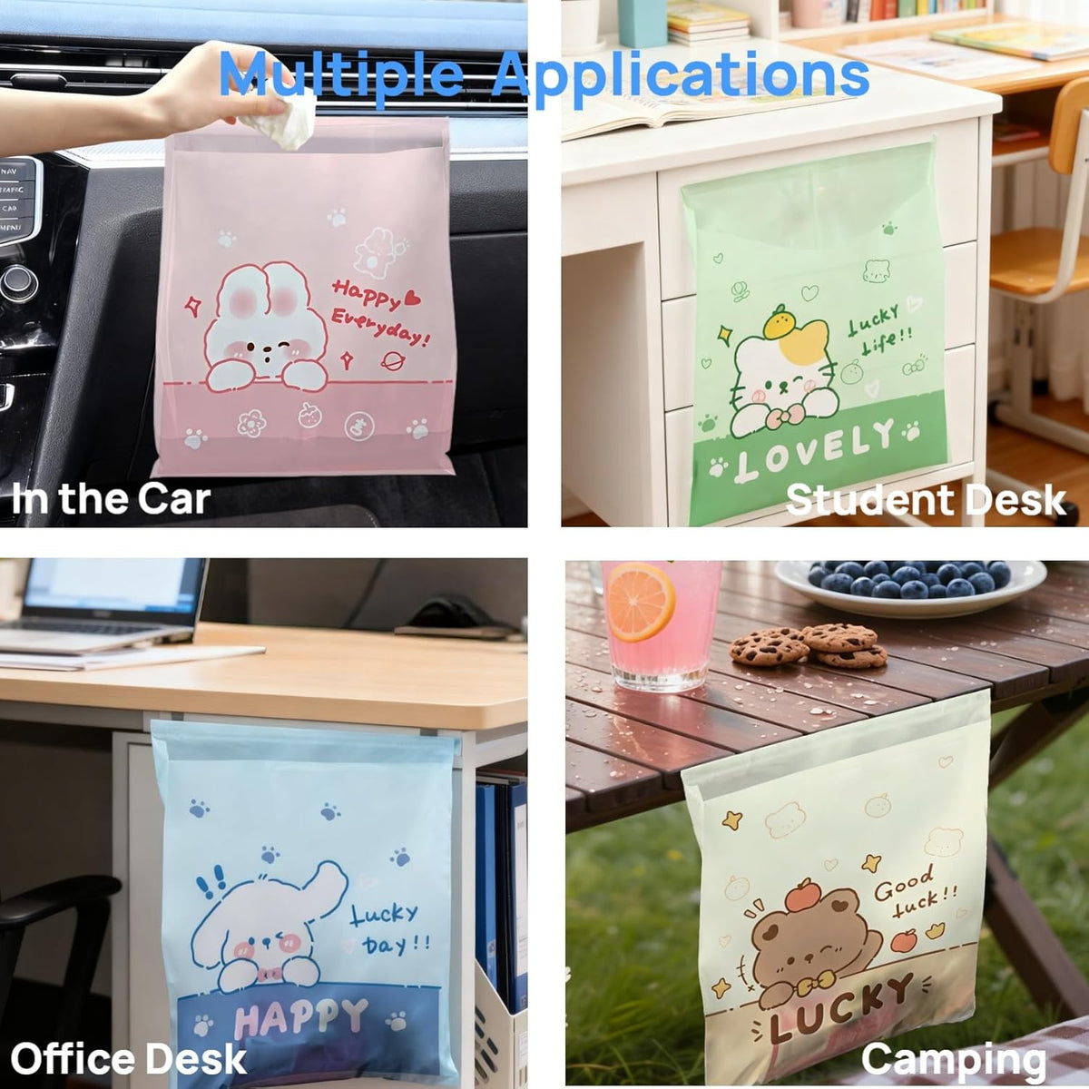 60Pcs Hanging Car Trash Bags Disposable Leakproof For Auto Home Travel