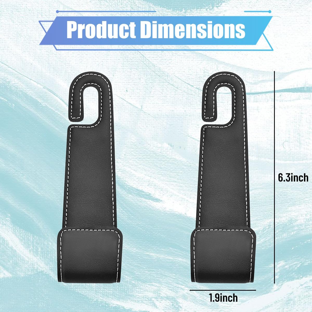 2PCS Car Seat Headrest Hook, Multipurpose Backseat Hanger Holder for Handbag Purse Umbrella, Auto Interior Seat Back Grocery Storage Organizer Hook, Universal for RV Van SUV (Black)