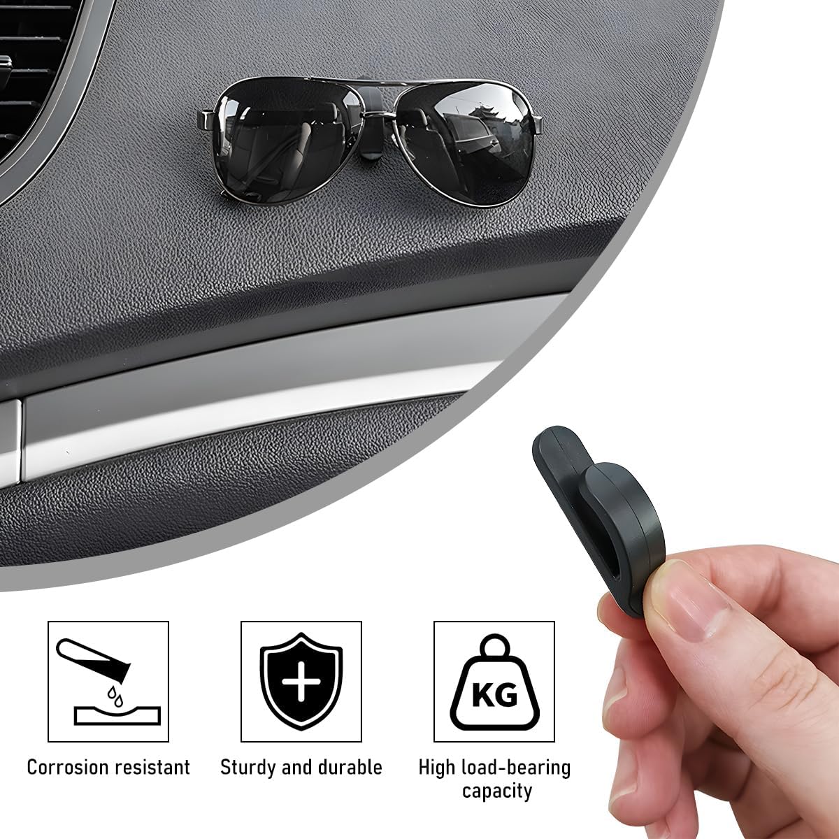 Yourkar 10 PCS Car Sticky Hooks, Multifunctional Vehicle Adhesive Hooks, Hanging Auto Storage Hooks for Key USB Cable Earphone Cable, Universal Interior Decor Car Accessories (10 PCS)