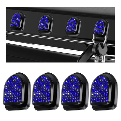 4PCS Bling Car Mini Hooks, Cute Crystal Auto Backseat Hanger Adhesive Storage Hooks, Multifunctional Rhinestone Vehicle Dashboard Hook Hanging Organizer for Key Mask Cable (Green)
