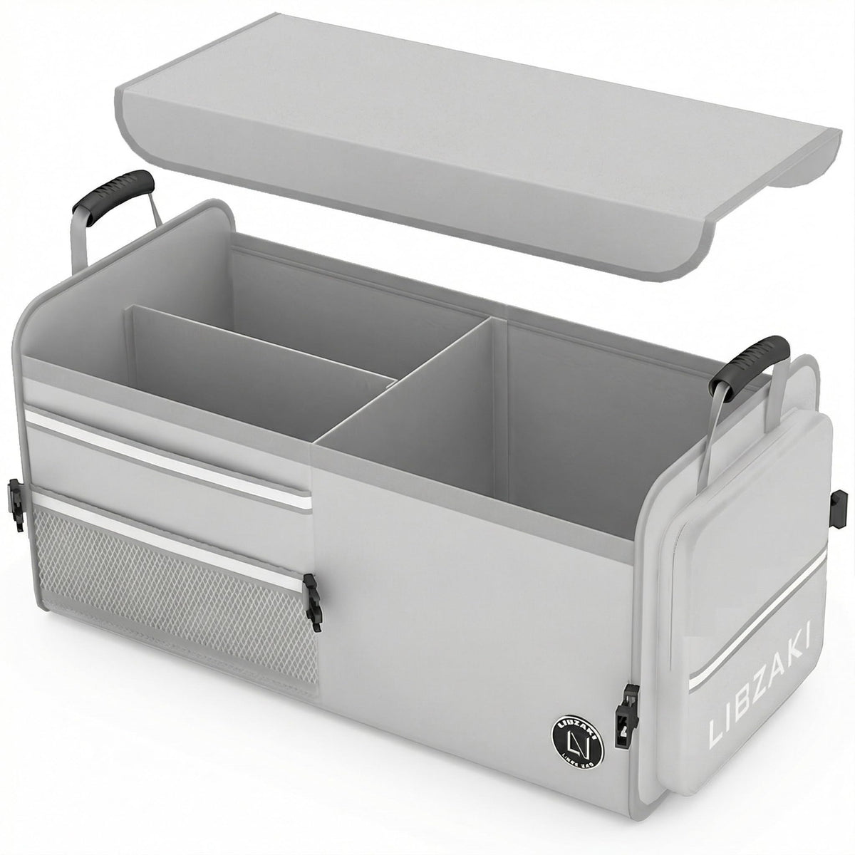LIBZAKI Car Trunk Storage Organizer, Collapsible Trunk Storage Box for Car Truck SUV-Gray
