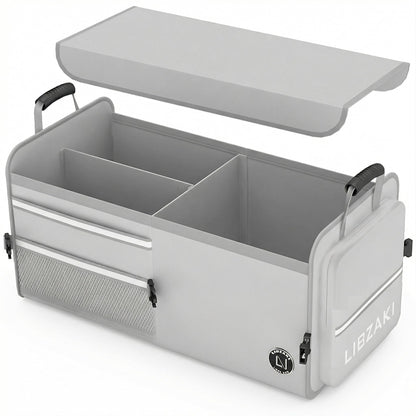 LIBZAKI Car Trunk Storage Organizer, Collapsible Trunk Storage Box for Car Truck SUV-Gray