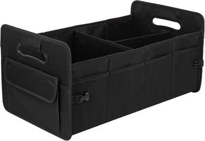 JiatuA Car Trunk Organizer, Car Organizers and Storage Collapsible Multi Compartment Container Box, Adjustable Car Accessories for SUV Sedan Truck, Standard Size, Black