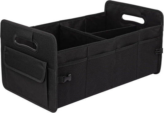 JiatuA Car Trunk Organizer, Car Organizers and Storage Collapsible Multi Compartment Container Box, Adjustable Car Accessories for SUV Sedan Truck, Standard Size, Black