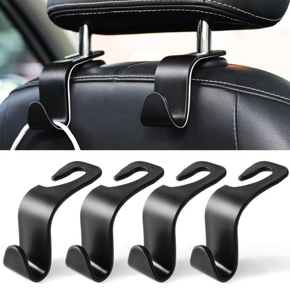 LivTee Car Seat Headrest Hook, Auto Seat Hook Hangers Storage Organizer Interior Accessories for Purse Coats Umbrellas Grocery Bags Handbag, 4-Pack
