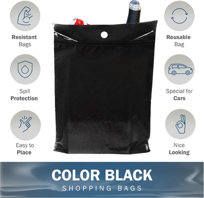 9x12 Black Car Trash Bags, Leak-Proof, Compact, Headrest, 2 Mil, 50 Pack