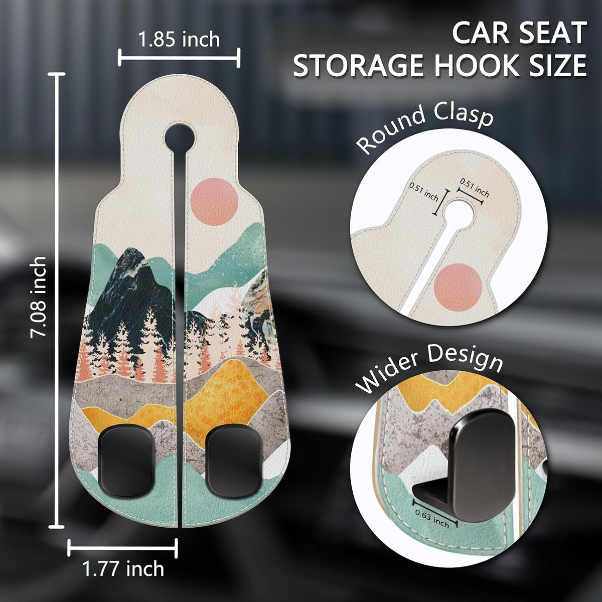 Blusabaca 2PCS Car Seat Headrest Hooks, Purses Bags Holder, Sunrise