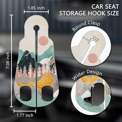 Blusabaca 2PCS Car Seat Headrest Hooks, Purses Bags Holder, Sunrise