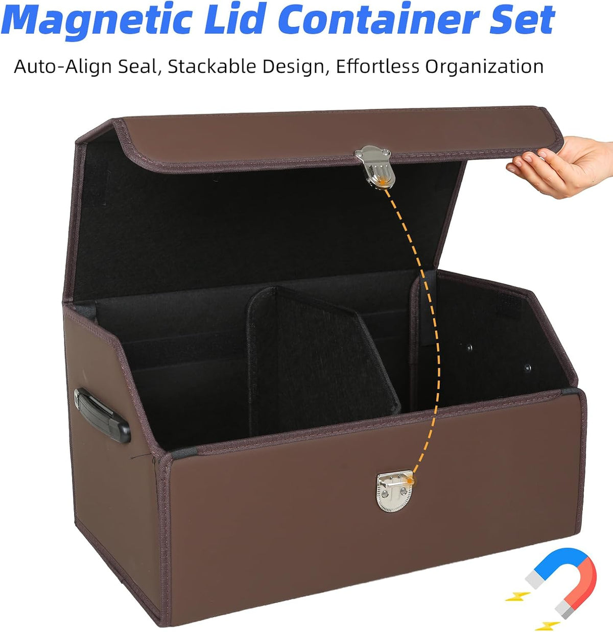 Car Trunk Organizer with Sturdy Faux Leather Lid - 20.9 inches