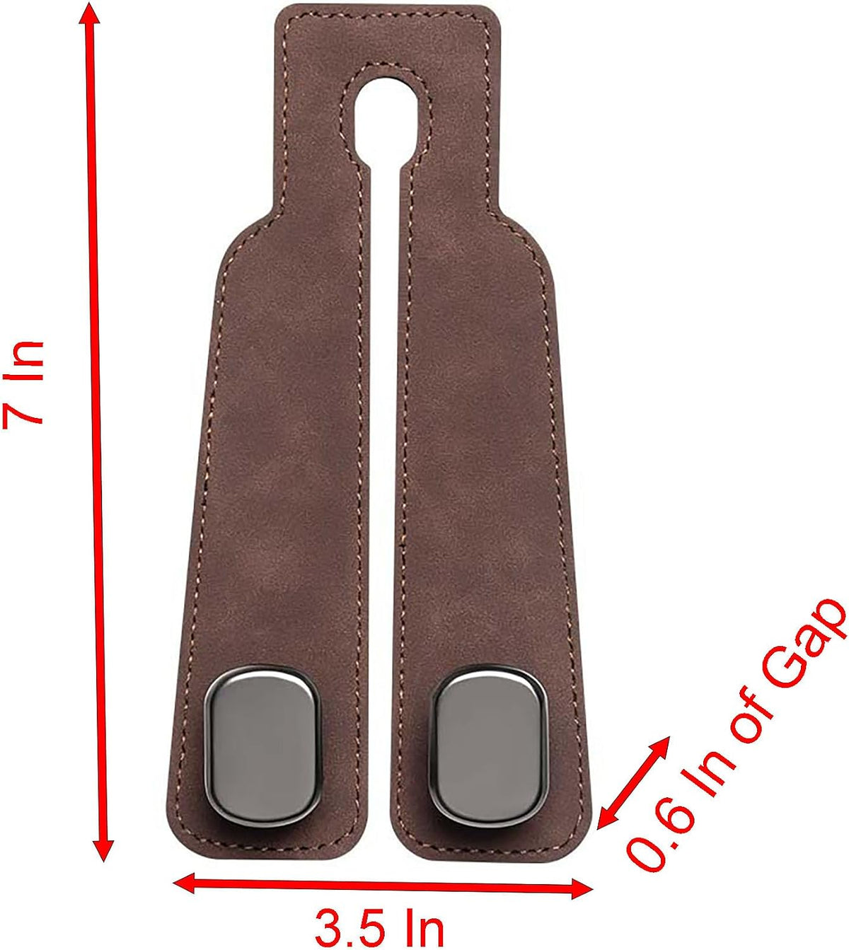 Car Seat Back Storage Hook, 7 Inch x 3.5 Inch PU Leather and Stainless Steel Soft Holder for Car Seat Back Convenient Storage (brown)