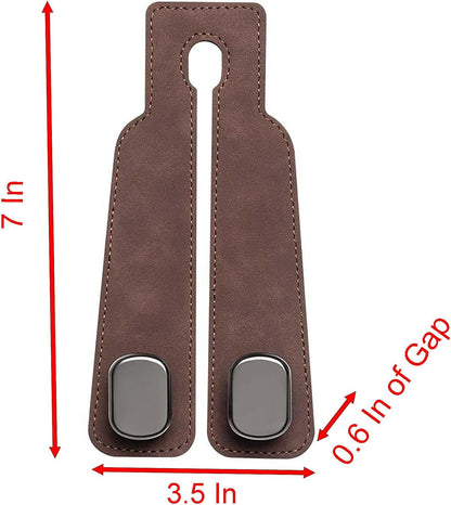 Car Seat Back Storage Hook, 7 Inch x 3.5 Inch PU Leather and Stainless Steel Soft Holder for Car Seat Back Convenient Storage (brown)