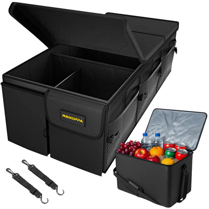 MIKKUPPA Trunk Organizer with Lid - 95L Collapsible Car Organizer, Black