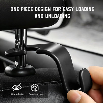 4 PCS Car Seat Headrest Hooks, Multi-Functional Auto Headrest Purse Holders Storage Hangers, Universal Backseat Backpack Hooks Hanging Holders for Cars Trucks SUVs (Black)