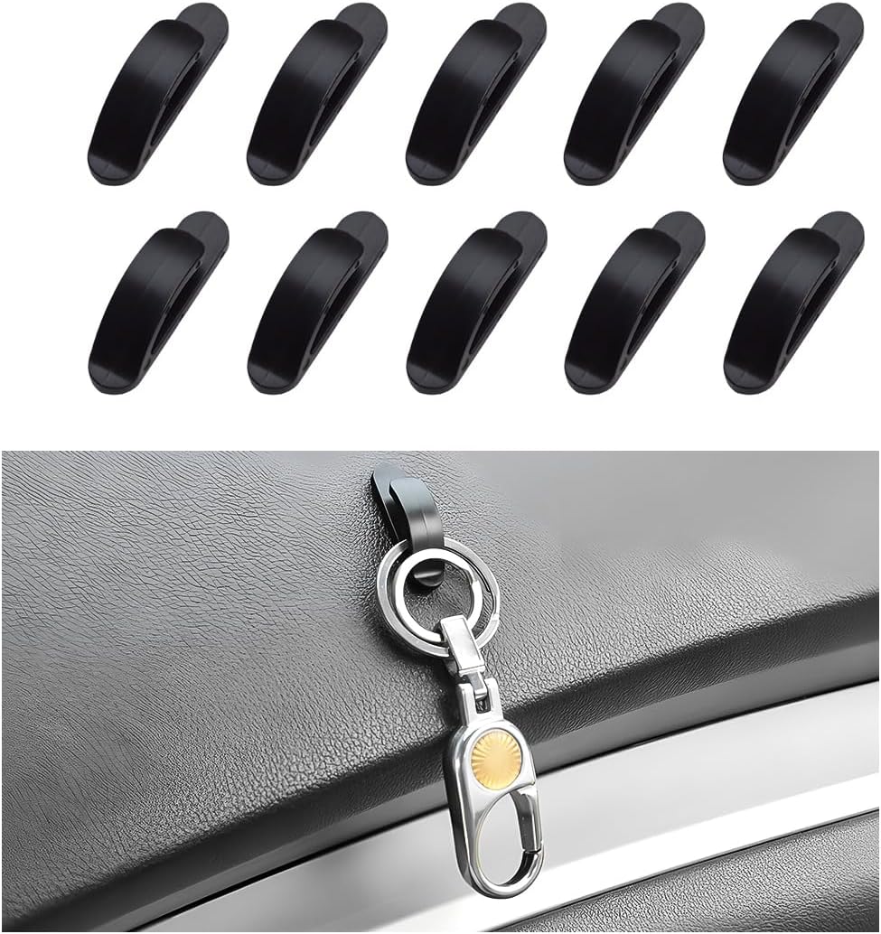 Yourkar 10 PCS Car Sticky Hooks, Multifunctional Vehicle Adhesive Hooks, Hanging Auto Storage Hooks for Key USB Cable Earphone Cable, Universal Interior Decor Car Accessories (10 PCS)