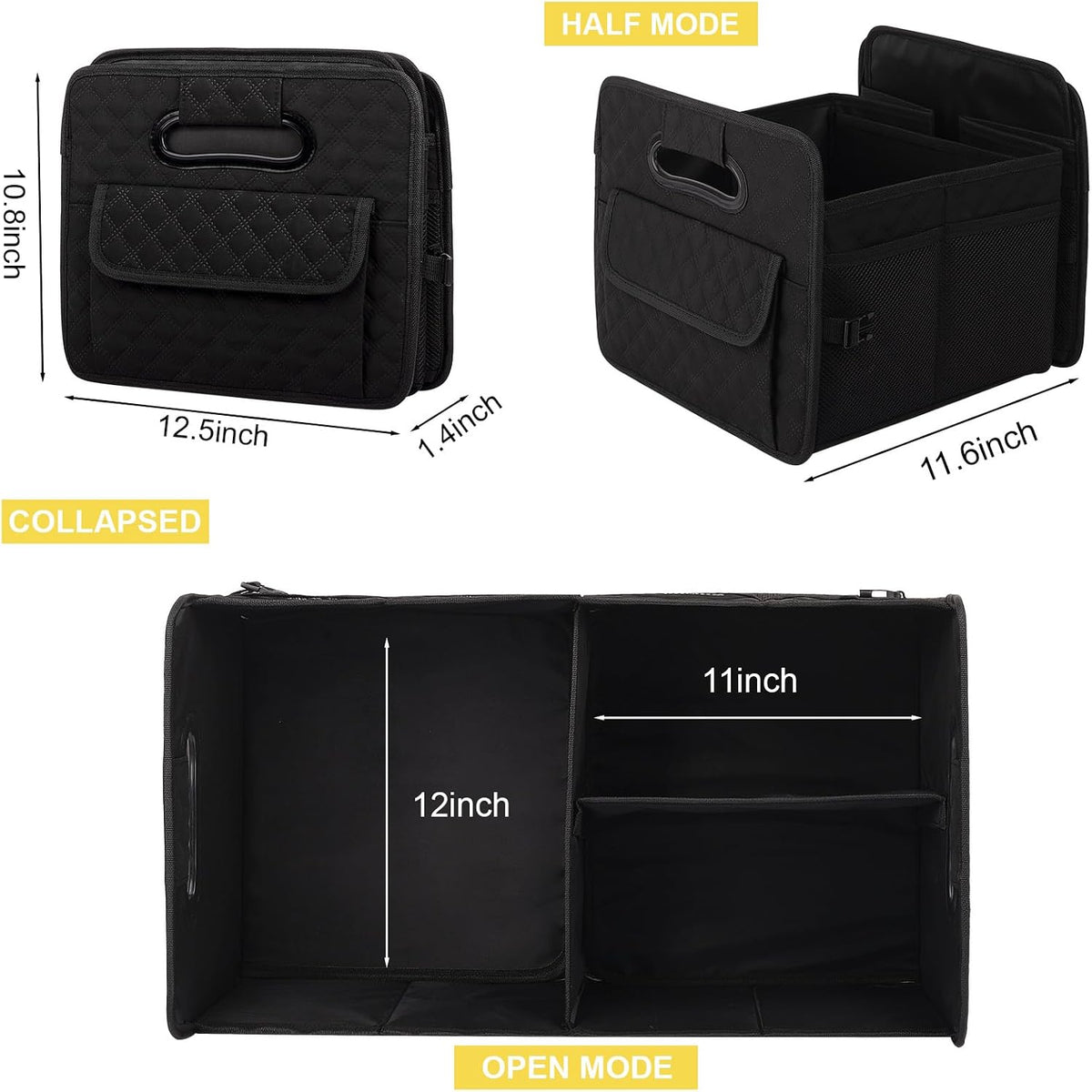 JiatuA Car Trunk Organizer for SUV, Collapsible Car Storage Organizer Black