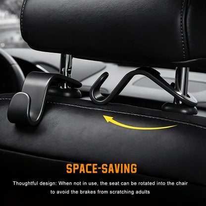 4 PCS Car Seat Headrest Hooks, Multi-Functional Auto Headrest Purse Holders Storage Hangers, Universal Backseat Backpack Hooks Hanging Holders for Cars Trucks SUVs (Black)