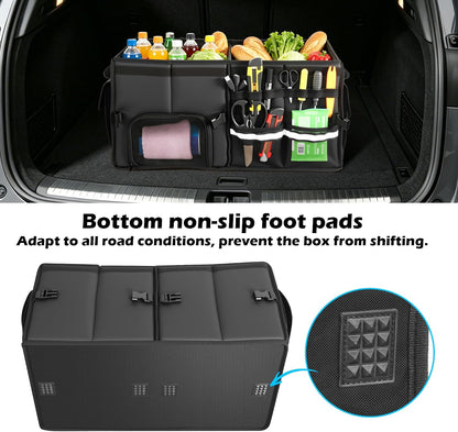 Car Trunk Organizer, 2 Compartments Car Storage Box with Lip