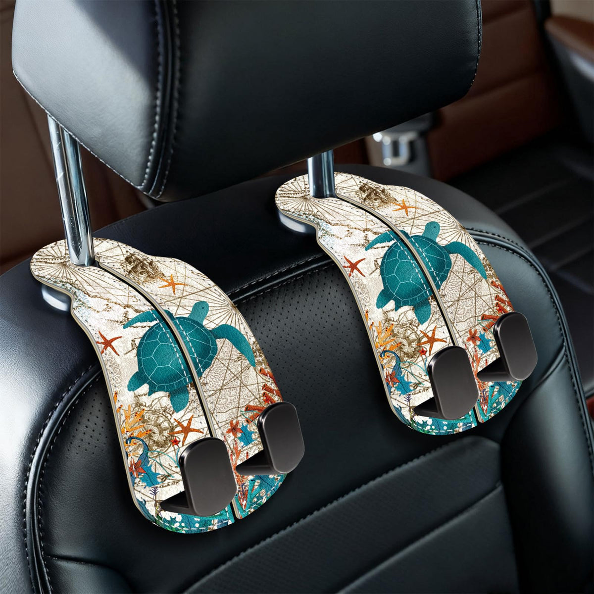 Blusabaca 2PCS Car Seat Headrest Hooks, Purses Bags Holder, Sunrise