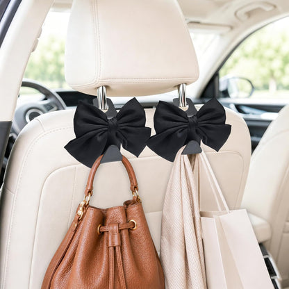 2 Pack Car Purse Hooks, Headrest Hooks for Cars, Black silk