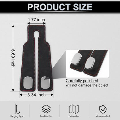 LivTee Car Hook, 2-Pack Leather & Iron Headrest Mount Hangers for Bags, Coats & Phones (Black)