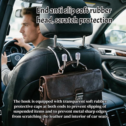2 Pack Stainless Steel Car Headrest Hooks, Universal Hidden Backseat Hanger Organizer,Heavy Duty Car Seat Hook for Bag, Coat,Grocery Bag,Umbrella,Multi-Purpose Vehicle Storage Accessories