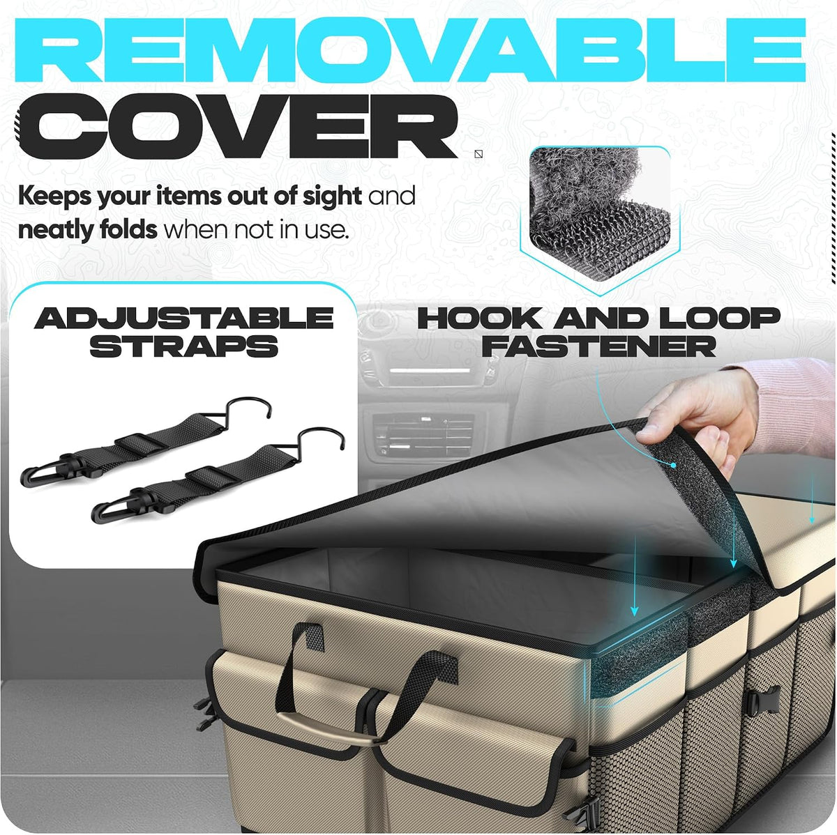 FORTEM Trunk Organizer - Foldable Car Organizer & Storage for SUVs & Trucks