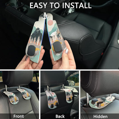 Blusabaca 2PCS Car Seat Headrest Hooks, Purses Bags Holder, Sunrise