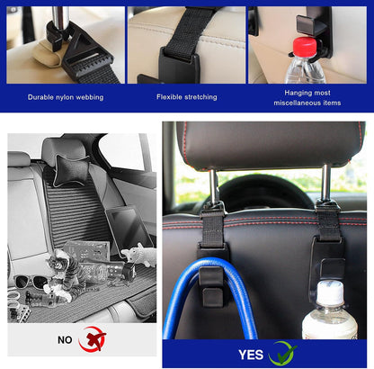 2 PCS Car Seat Headrest Hook, Strong Auto Seat Back Storage Hook Headrest Hanging Organizer, Vehicle Seats Hanger Holder Universal for Purses Handbags Groceries Bags
