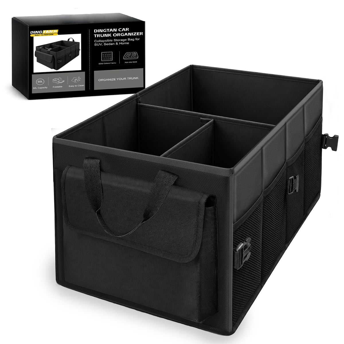 45L Trunk Organizer, Small Foldable Car Organizer for SUV, Jeep, Sedan