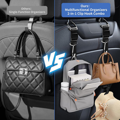 2PCS Anti-drop Headrest Hooks for Car, Adjustable Car Seat Headrest Hooks
