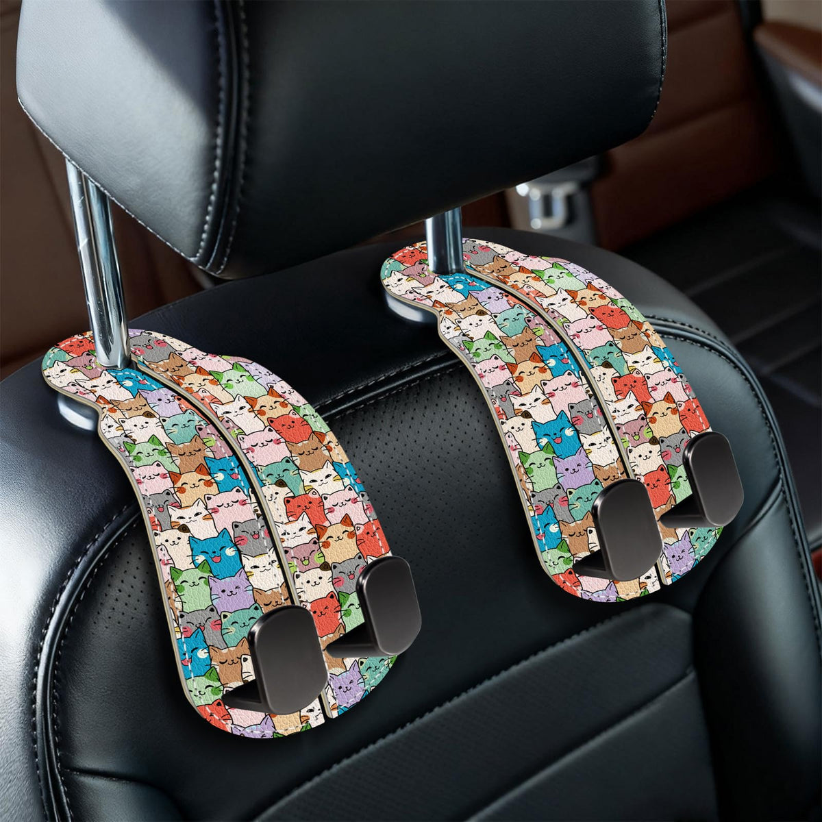 Blusabaca 2PCS Car Seat Headrest Hooks, Purses Bags Holder, Sunrise