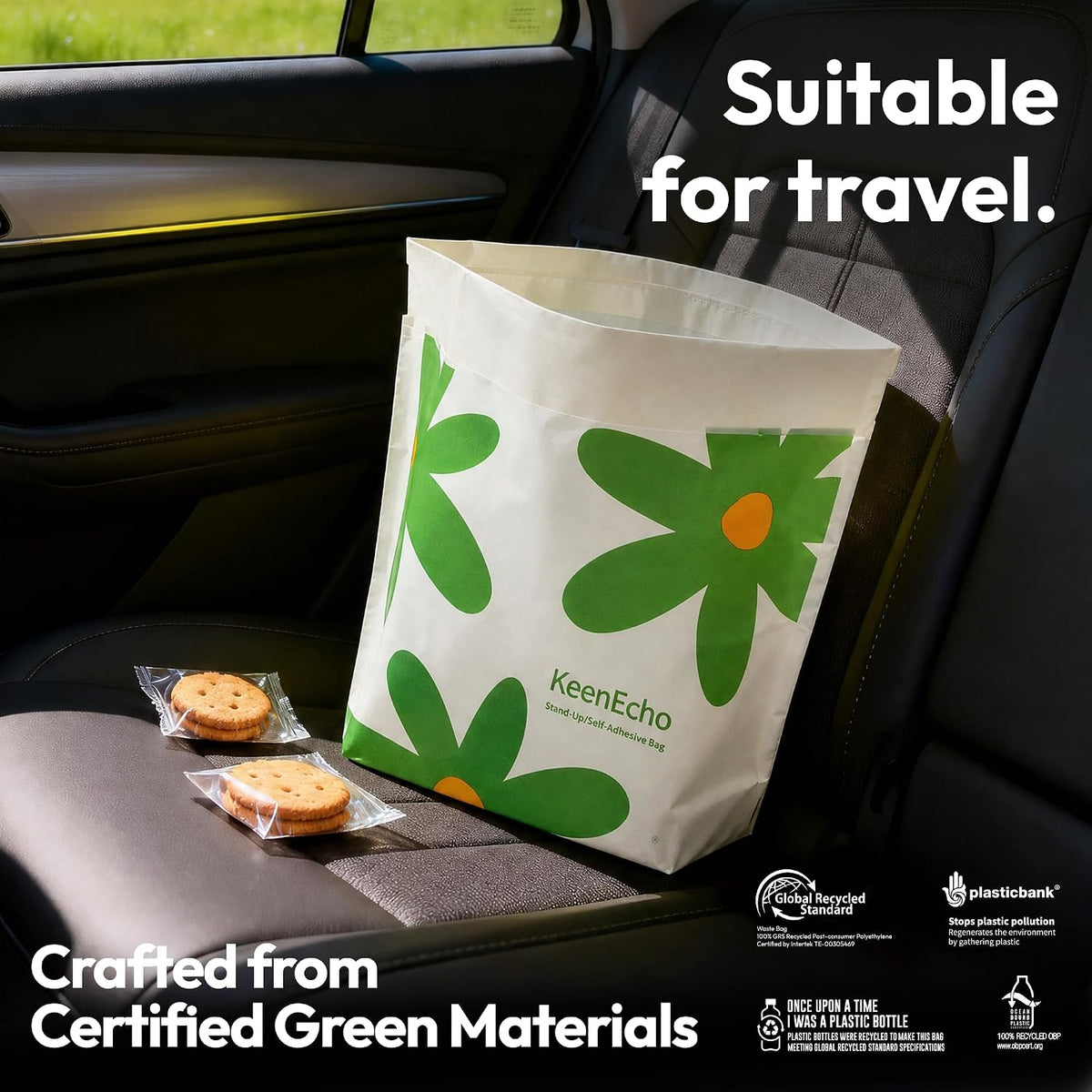 Disposable Car Garbage Bin Bags, Vomit Trash Bags made with Recycled HDPE for Boat, Plane, Travel, Camping, Bedroom, Study Room, Office and Car, 20 pcs