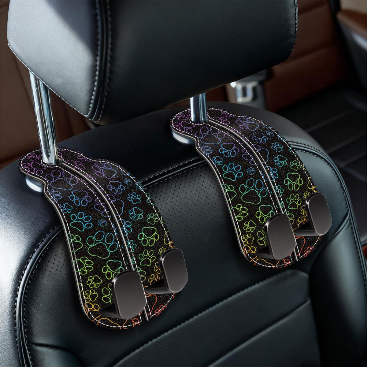 Blusabaca 2PCS Car Seat Headrest Hooks, Purses Bags Holder, Sunrise