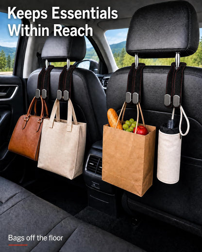 Purse Hook for Car, Headrest or Glove Box Use, Black 2 Pack