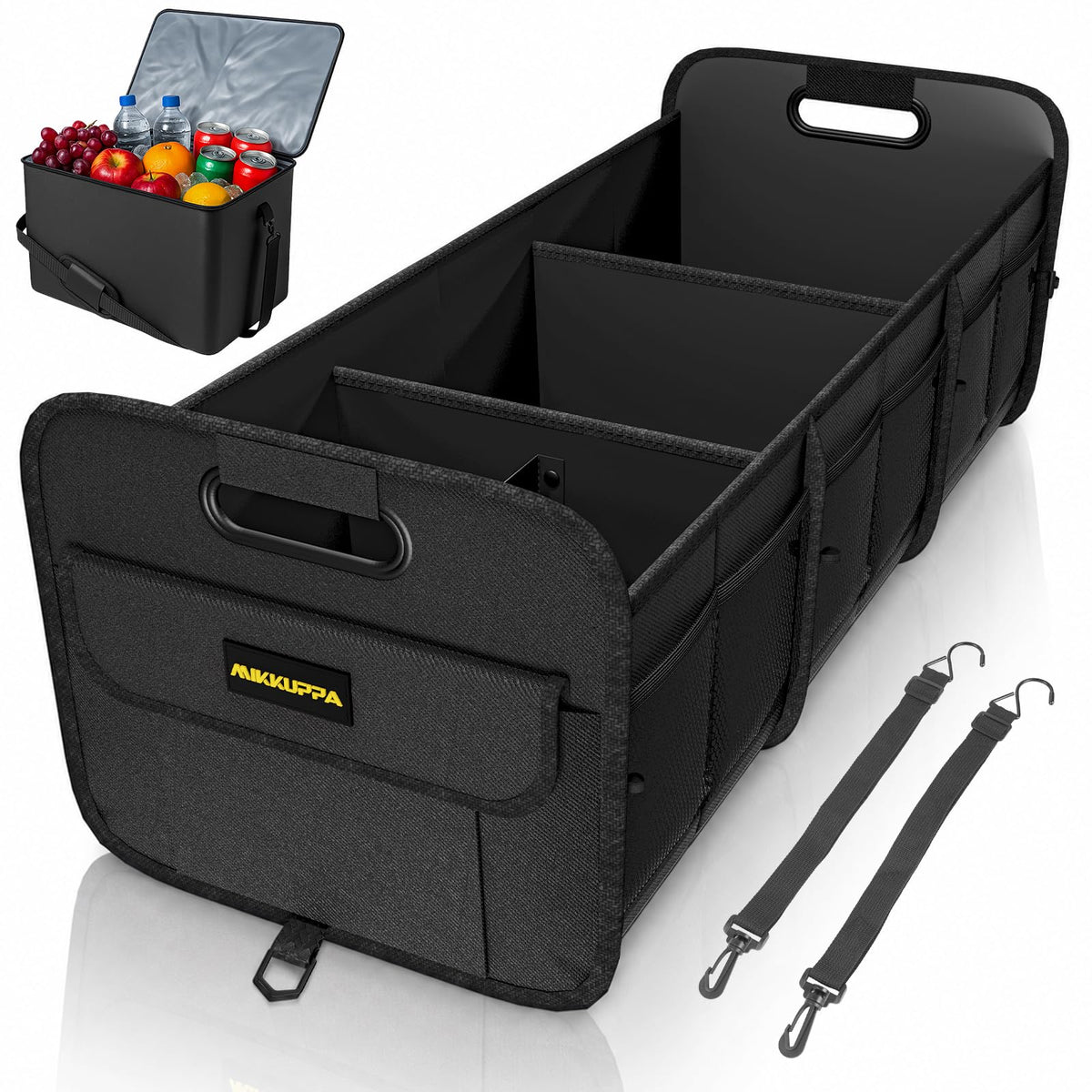 MIKKUPPA Car Trunk Organizer - 70L Foldable Car Storage for Grocery, Black
