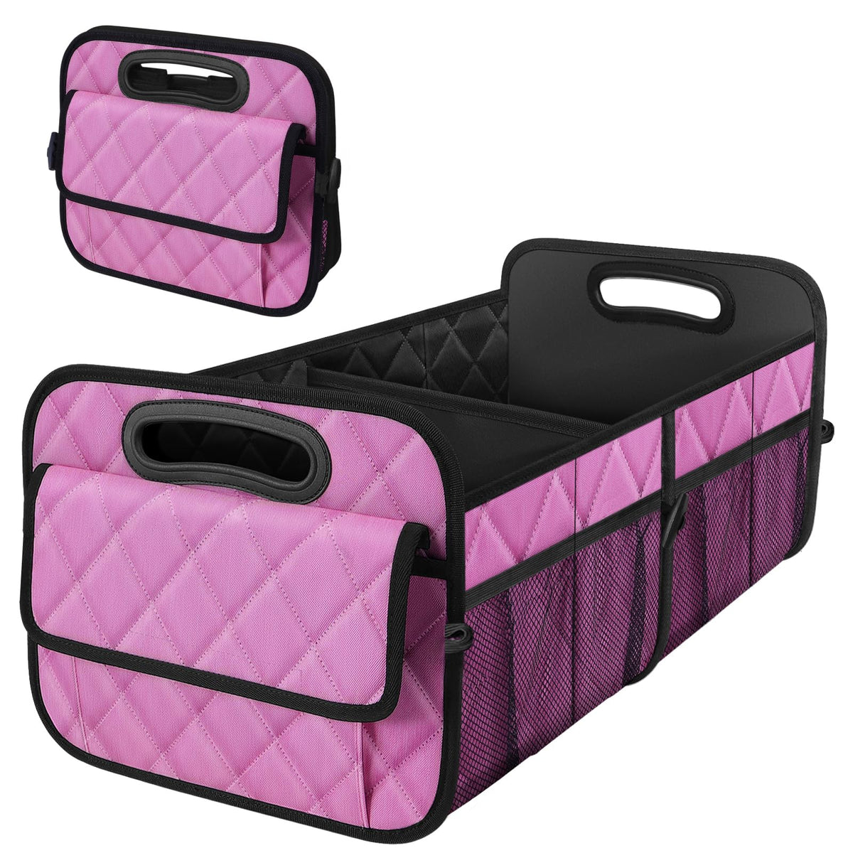 Deosk Trunk Organizer and Storage with Reinforced Handles,Car Accessories for Women/Men 50L Waterproof Polyester Trunk Organzier for Car/SUV/Minivan/Truck(Medium,Leopard print)