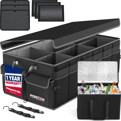 FORTEM Trunk Organizer - Foldable Car Organizer & Storage for SUVs & Trucks