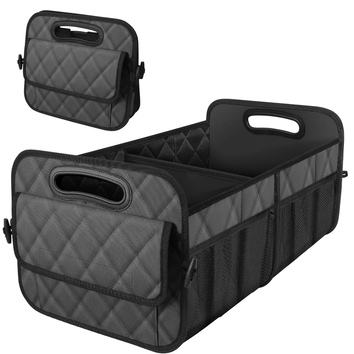 Deosk Trunk Organizer and Storage with Reinforced Handles,Car Accessories for Women/Men 50L Waterproof Polyester Trunk Organzier for Car/SUV/Minivan/Truck(Medium,Leopard print)