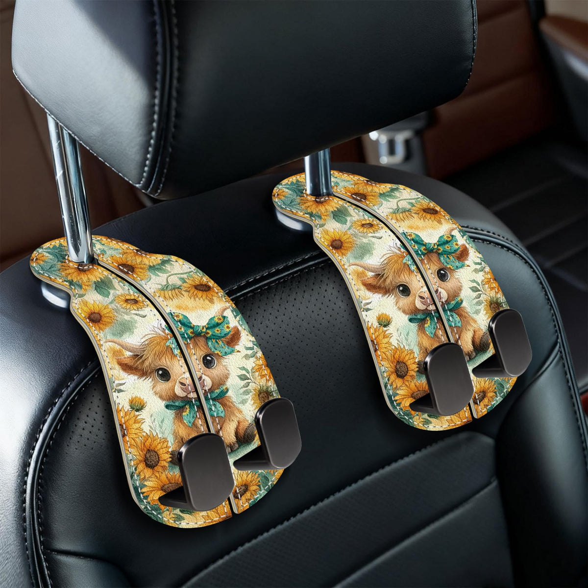Blusabaca 2PCS Car Seat Headrest Hooks, Purses Bags Holder, Sunrise