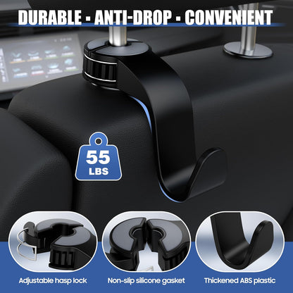 Amooca Anti-Drop Car Seat Hooks with Adjustable Hasp for Bags