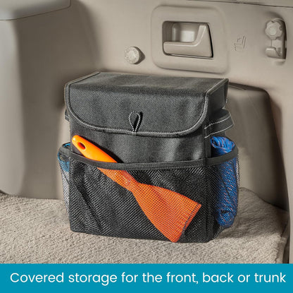 Carganizer Small Car Storage Bin with Lid for Trunk, Front Seat or Backseat