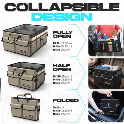 FORTEM Trunk Organizer - Foldable Car Organizer & Storage for SUVs & Trucks