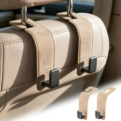 Amooca Suede Car Seat Hook 2 Pack Metal Headrest Hanger for Handbag