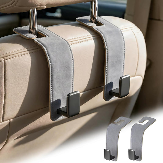 Amooca Suede Car Seat Hook 2 Pack Metal Headrest Hanger for Handbag