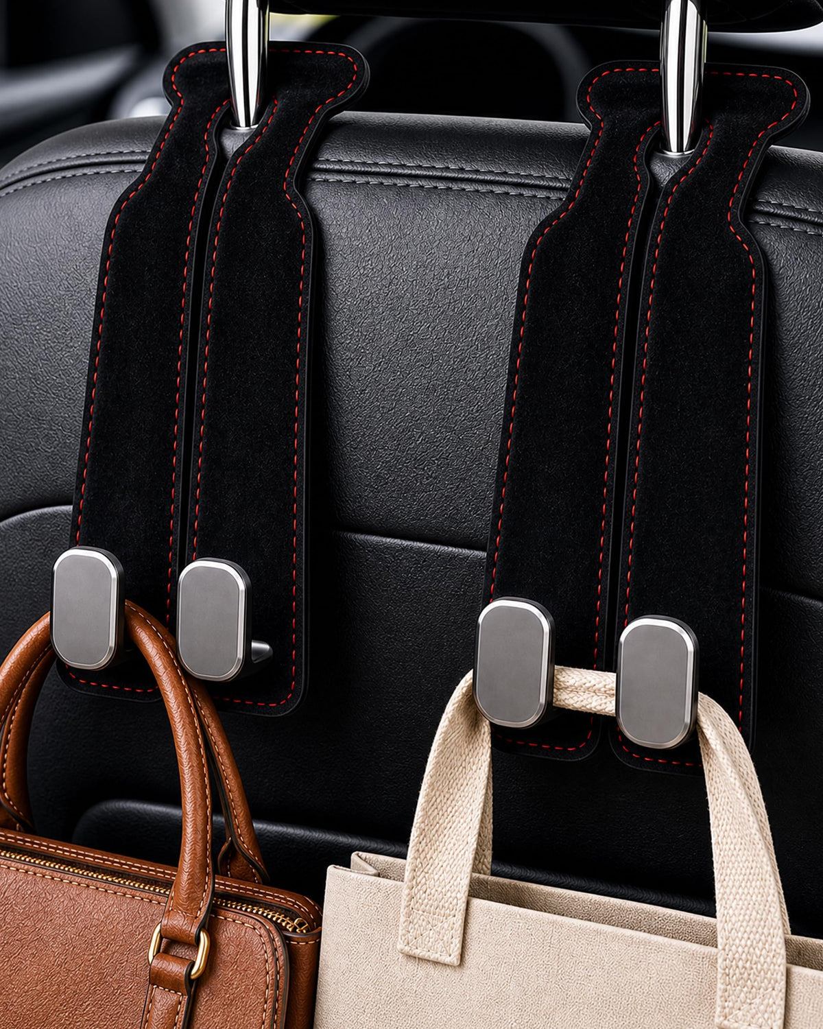 Purse Hook for Car, Headrest or Glove Box Use, Black 2 Pack